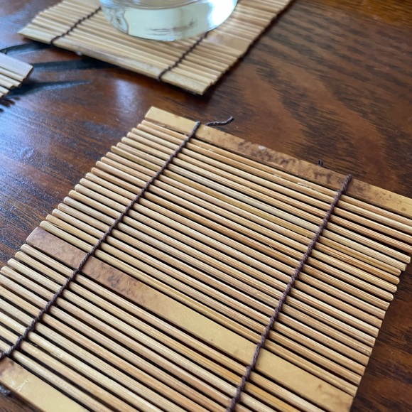 2 Bamboo shaped containers- white clear / green and 4 Bamboo drink coasters - Picture 4 of 5